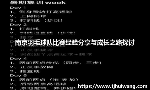 南京羽毛球队比赛经验分享与成长之路探讨
